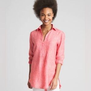 Gap Boyfriend Popover Tunic Shirt In Linen Women’s Small 100% linen